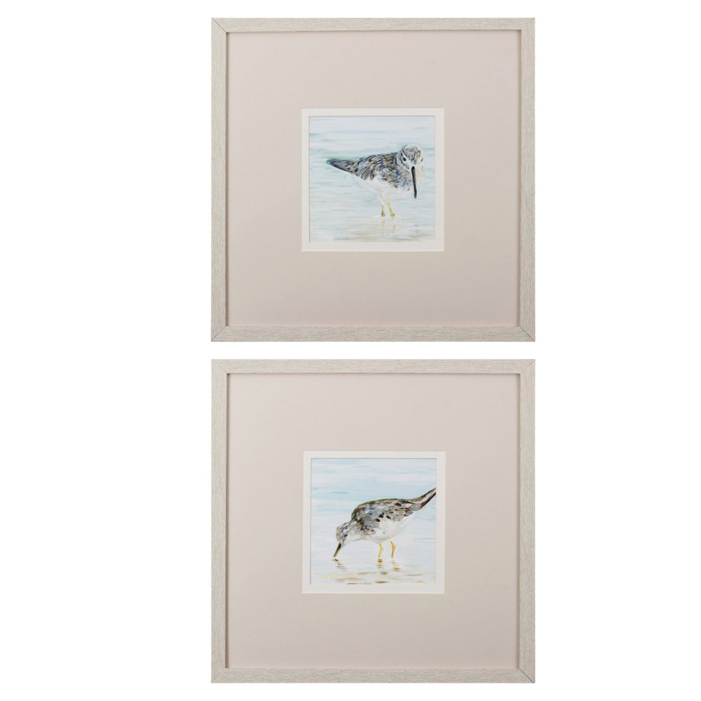 Set of Two Sandpipers Watercolor Wall Art on a white background