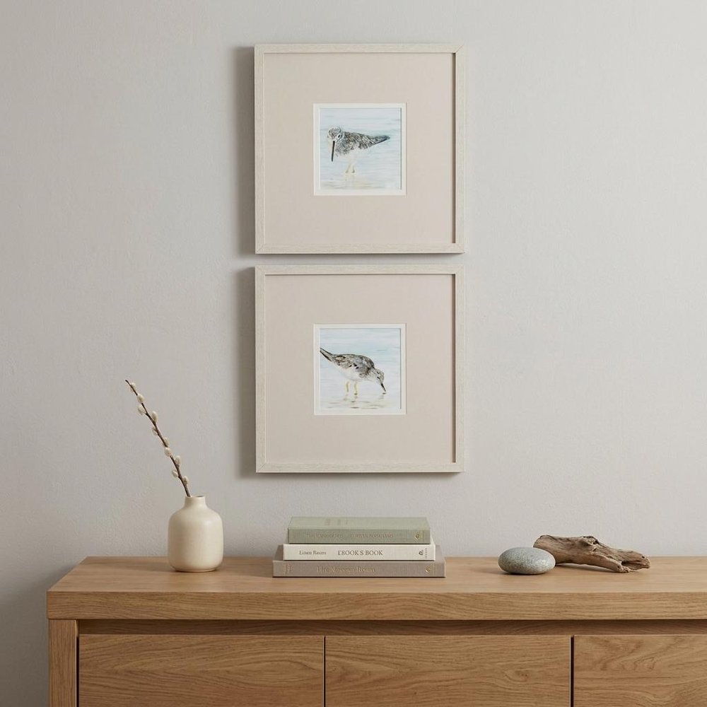 Set of Two Sandpipers Watercolor Wall Art in a home interior
