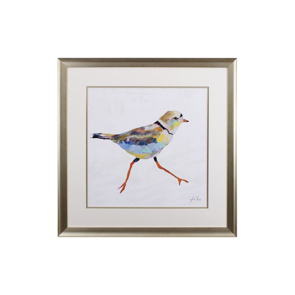Set of Two Colorful Beach Birds Wall Art on a white background