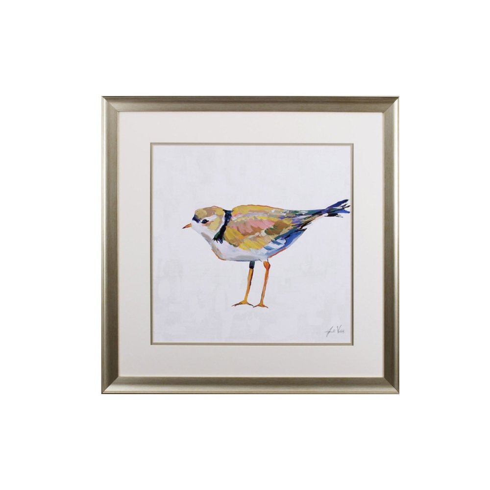 Set of Two Colorful Beach Birds Wall Art on a white background
