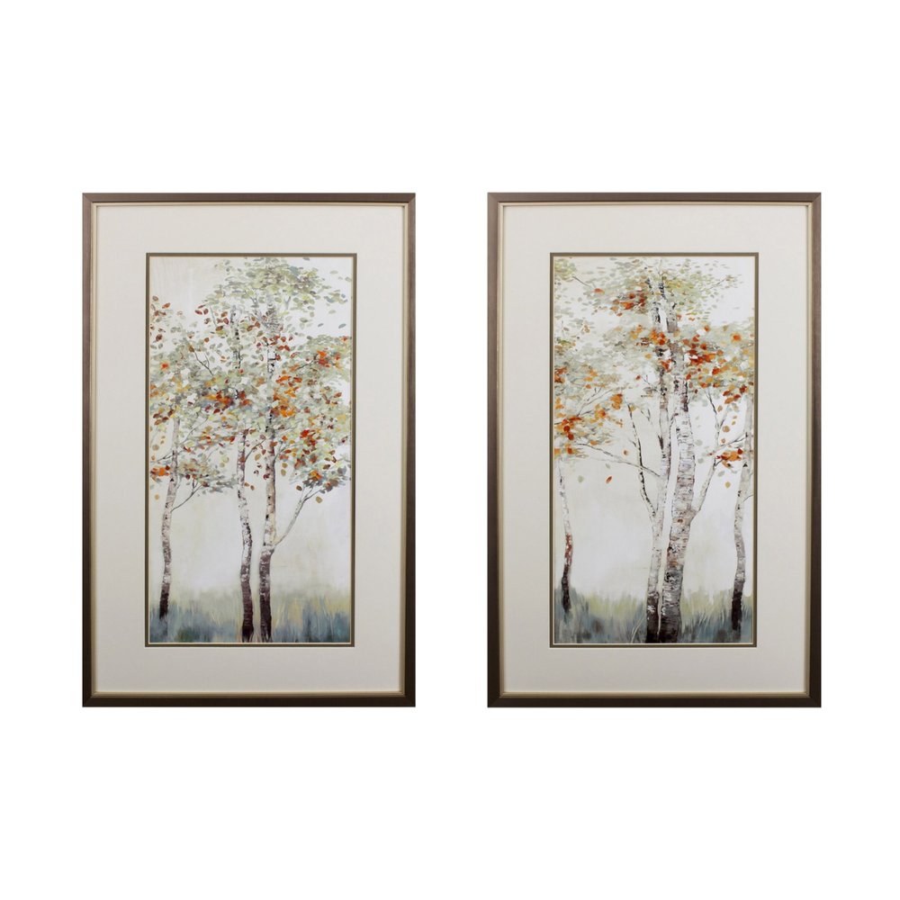 Set of Two Trees in the Fall Wall Art on a white background