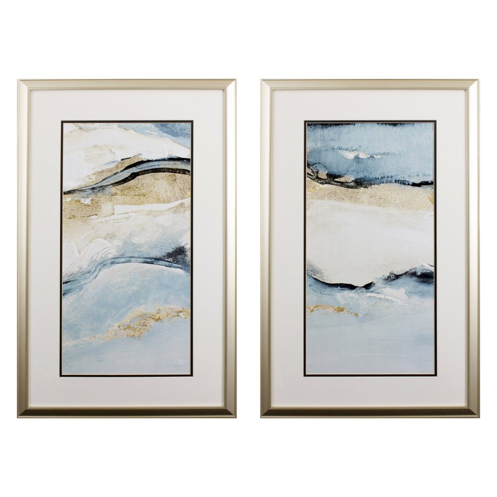 Set of Two Sandy Beach Abstract Wall Art on a white background