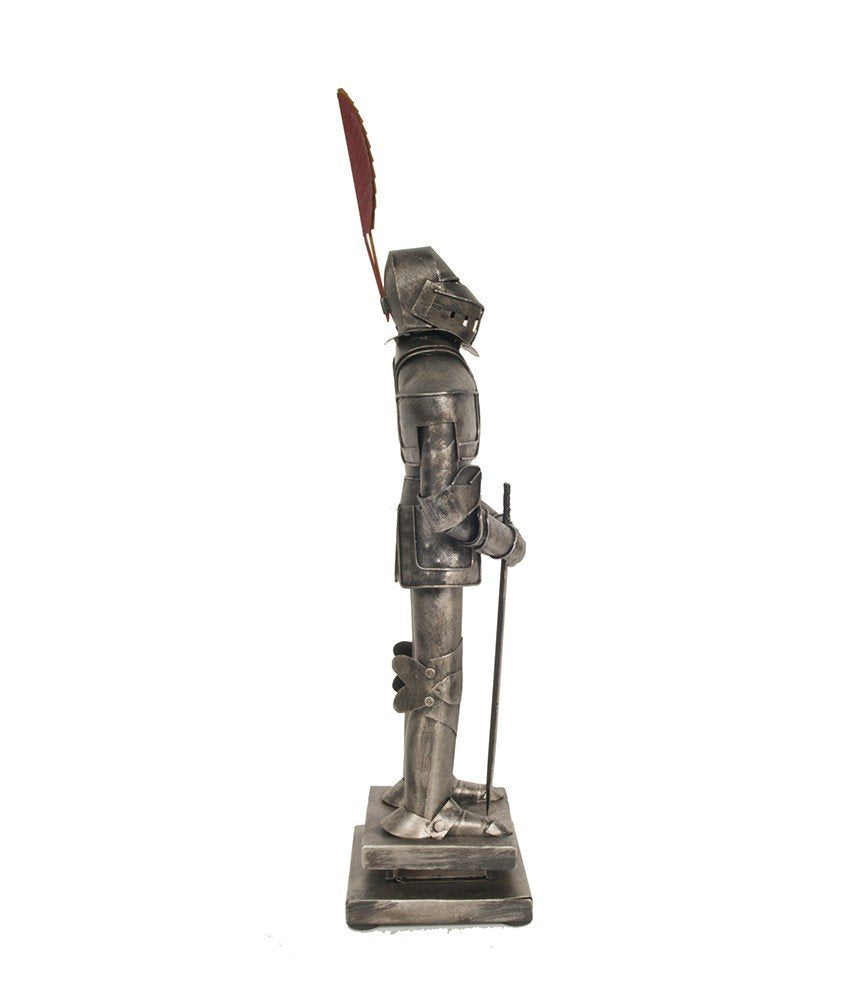 18" Gray Metal Hand Painted Figurine Tabletop Sculpture. Sculpture isolated on a plain white background, in a gray metal finish.