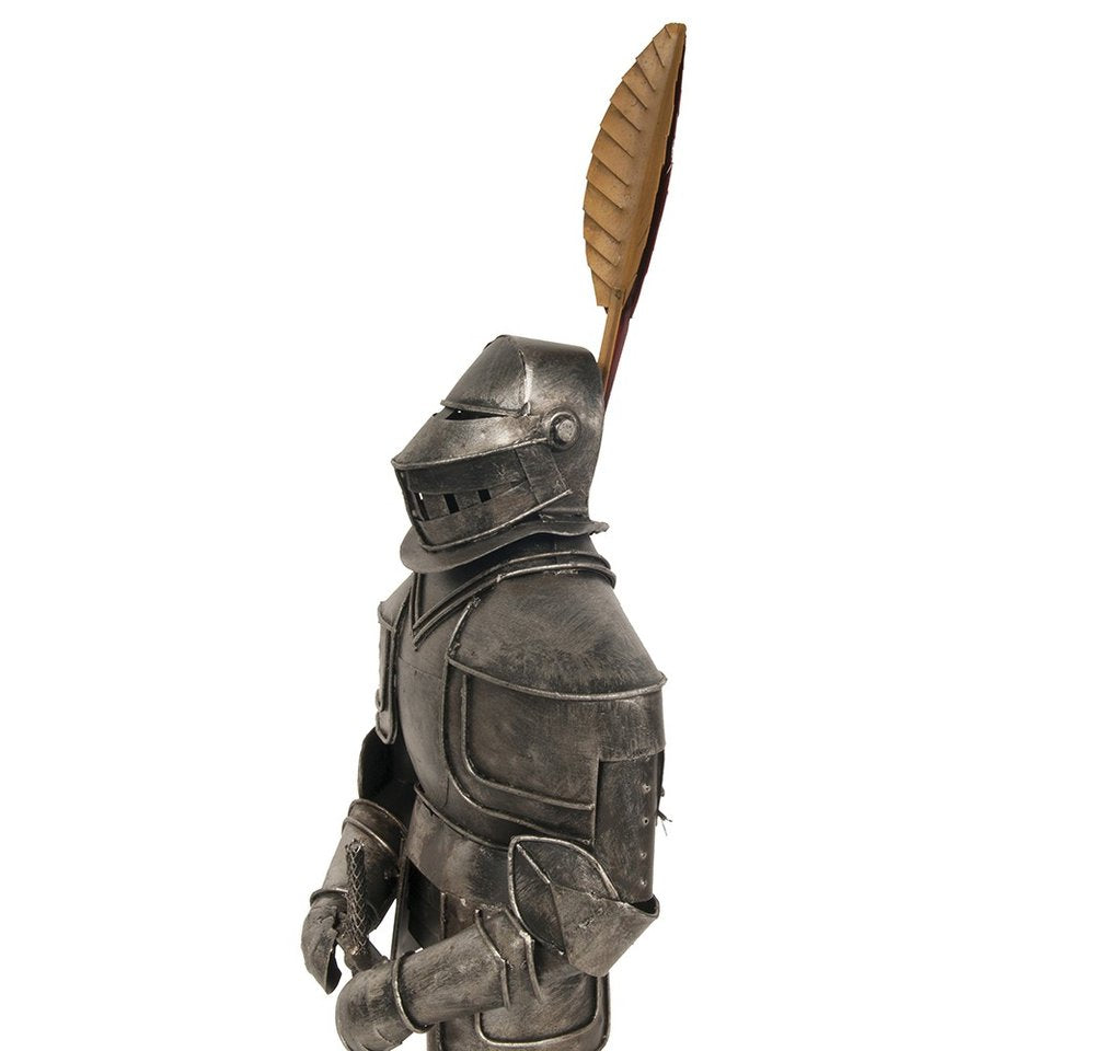 18" Gray Metal Hand Painted Figurine Tabletop Sculpture. Sculpture isolated on a plain white background, in a gray metal finish.