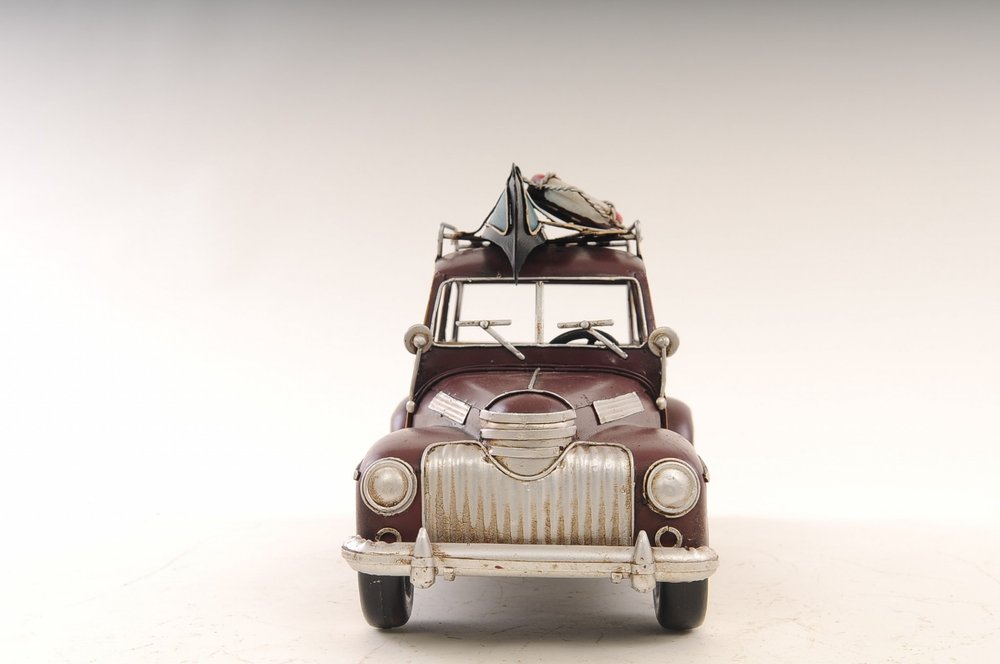 7" Burgundy Metal Hand Painted Model Car