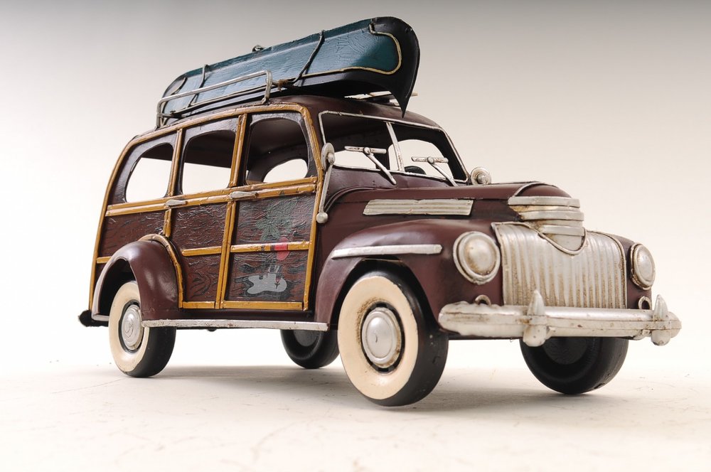 7" Burgundy Metal Hand Painted Model Car