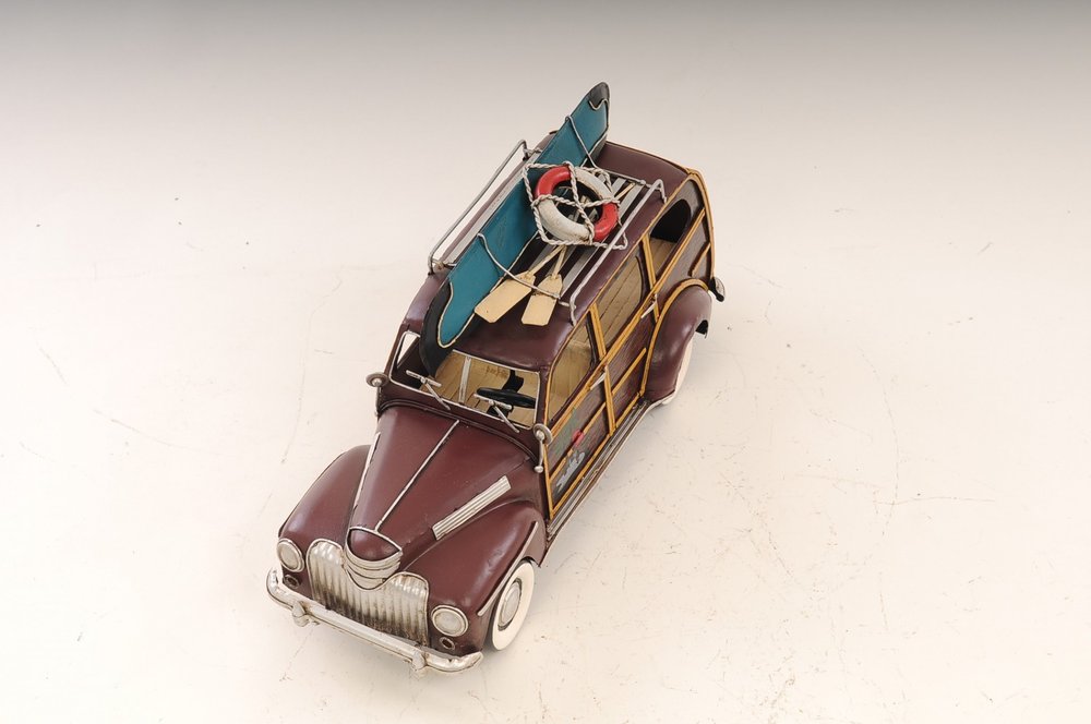 7" Burgundy Metal Hand Painted Model Car