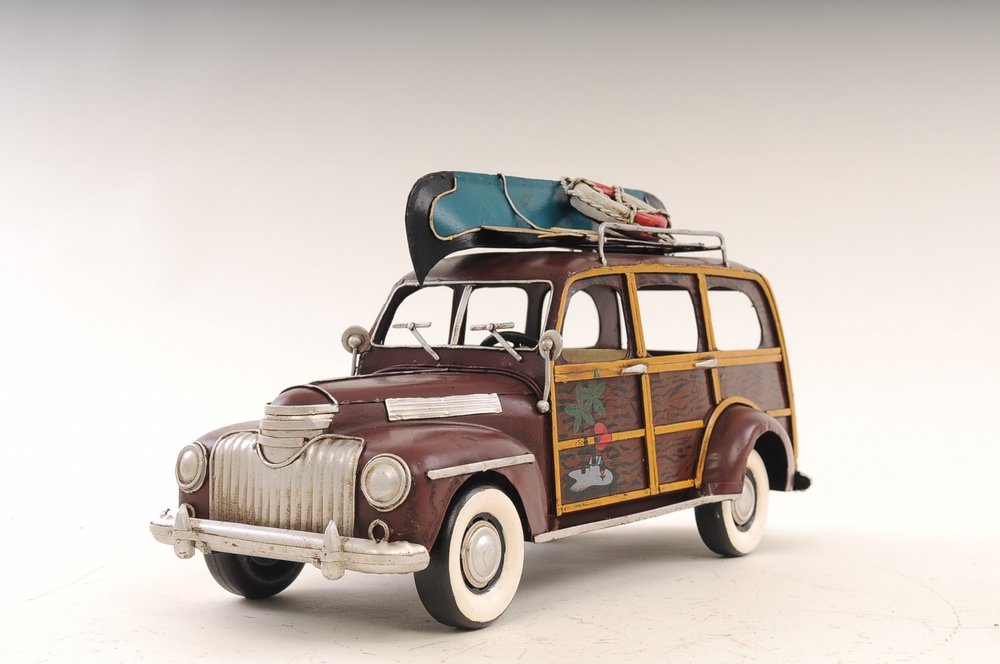 7" Burgundy Metal Hand Painted Model Car