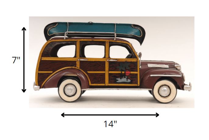 7" Burgundy Metal Hand Painted Model Car