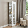 White Cornice Molding Curio with Glass Door