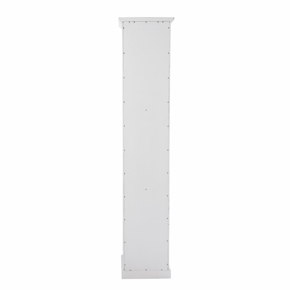 White Cornice Molding Curio with Glass Door on a white background