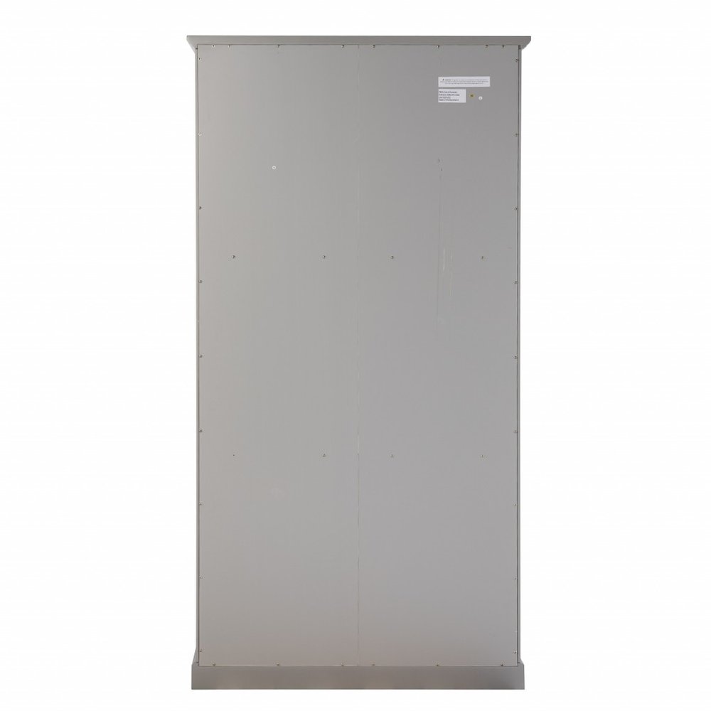 Gray Cornice Molding Double Door Curio Cabinet on a white background