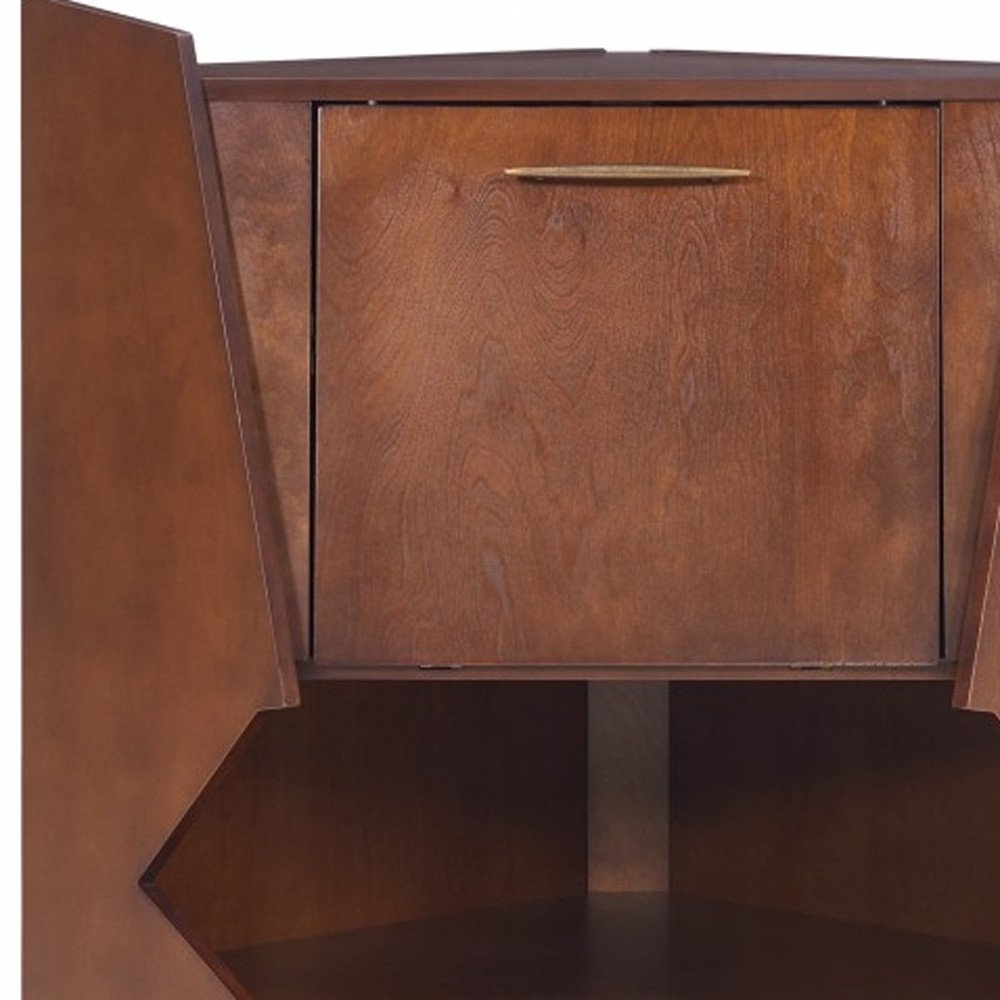 Cosmo Brown and Black Corner Bar Cabinet close-up detail