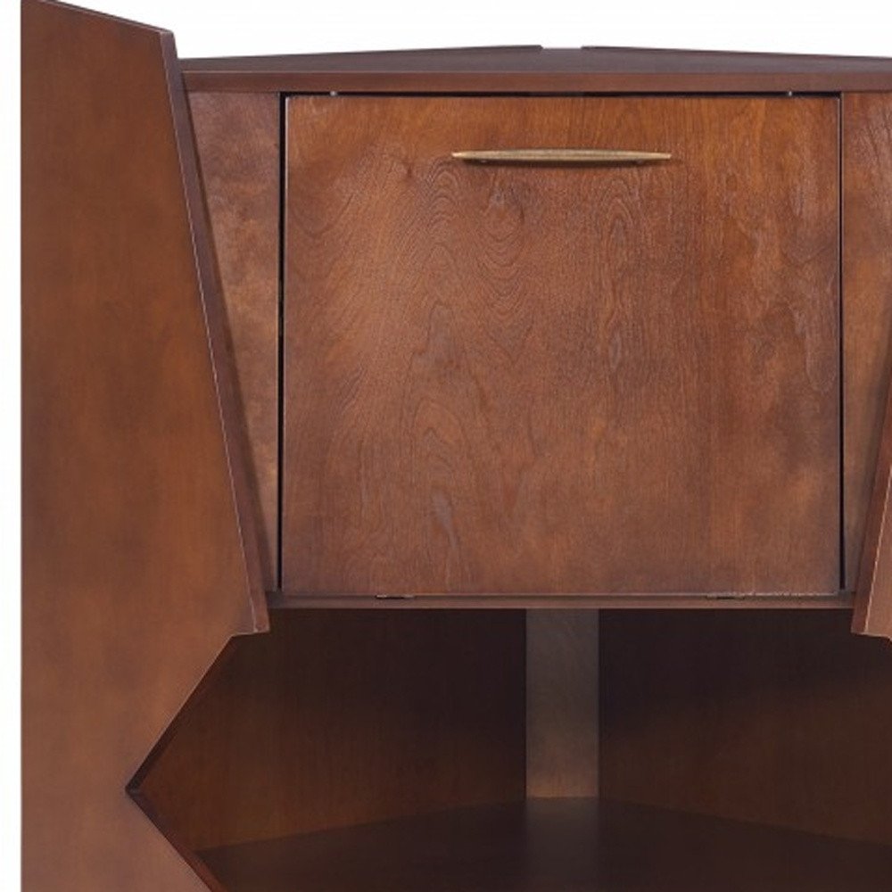Cosmo Brown and Black Corner Bar Cabinet close-up detail