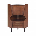 Cosmo Brown and Black Corner Bar Cabinet on a white background