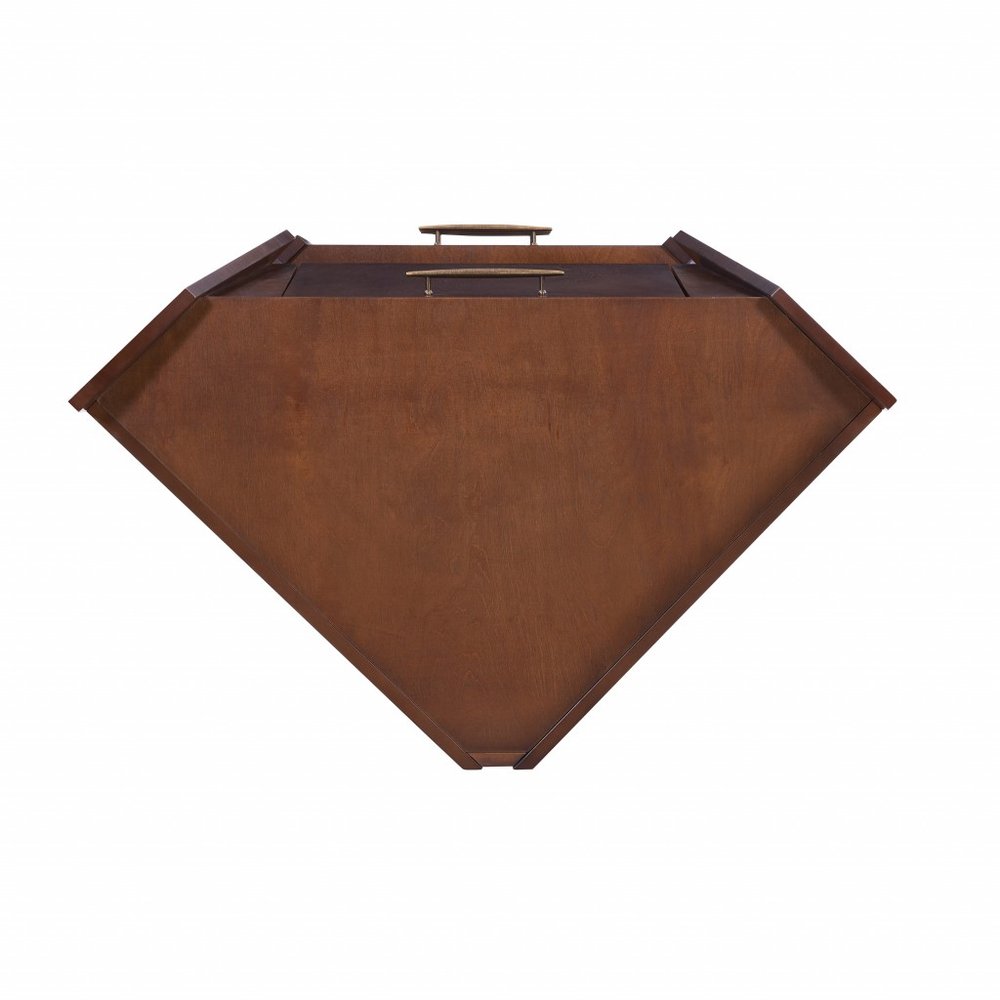 Cosmo Brown and Black Corner Bar Cabinet on a white background