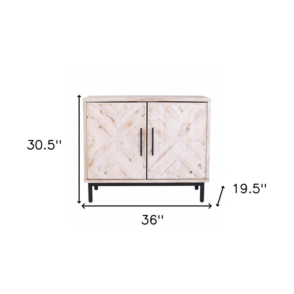 Modern Farmhouse Rustic Natural Accent Storage Cabinet on a white background