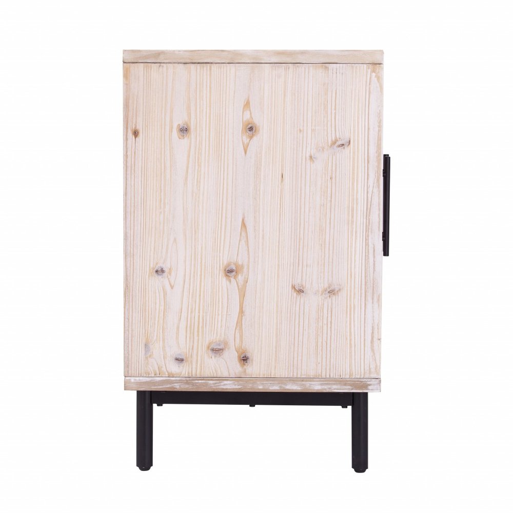 Modern Farmhouse Rustic Natural Accent Storage Cabinet on a white background
