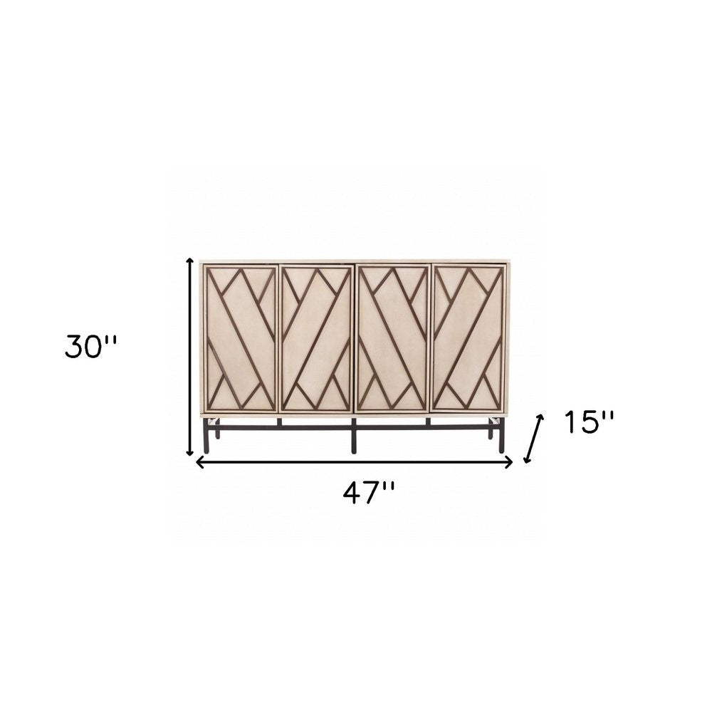 Champagne Deco Buffet Storage Cabinet on a white background