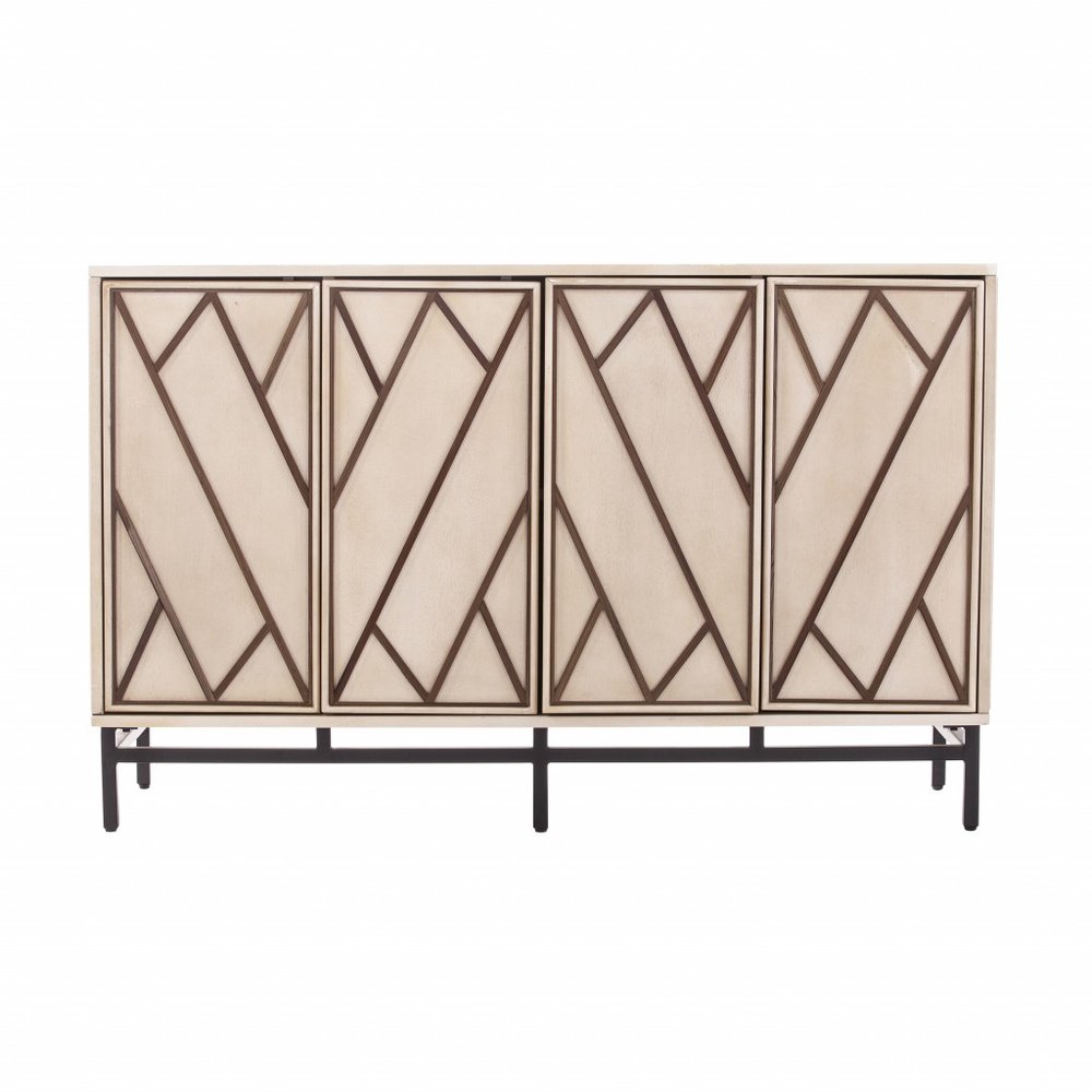 Champagne Deco Buffet Storage Cabinet on a white background