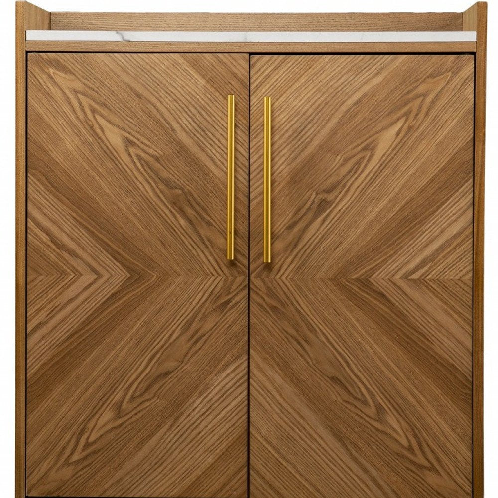 Retro Gold Natural and Faux Marble Wine Cabinet close-up detail
