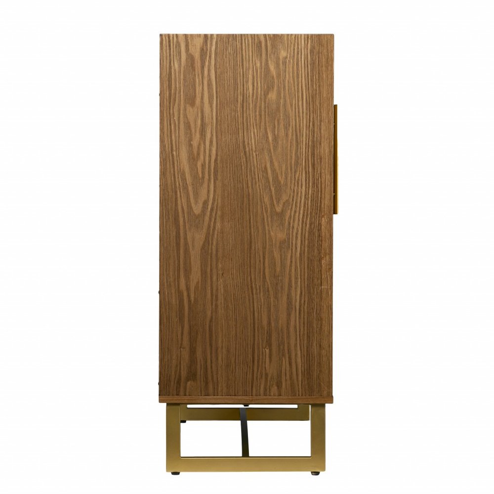 Retro Gold Natural and Faux Marble Wine Cabinet on a white background