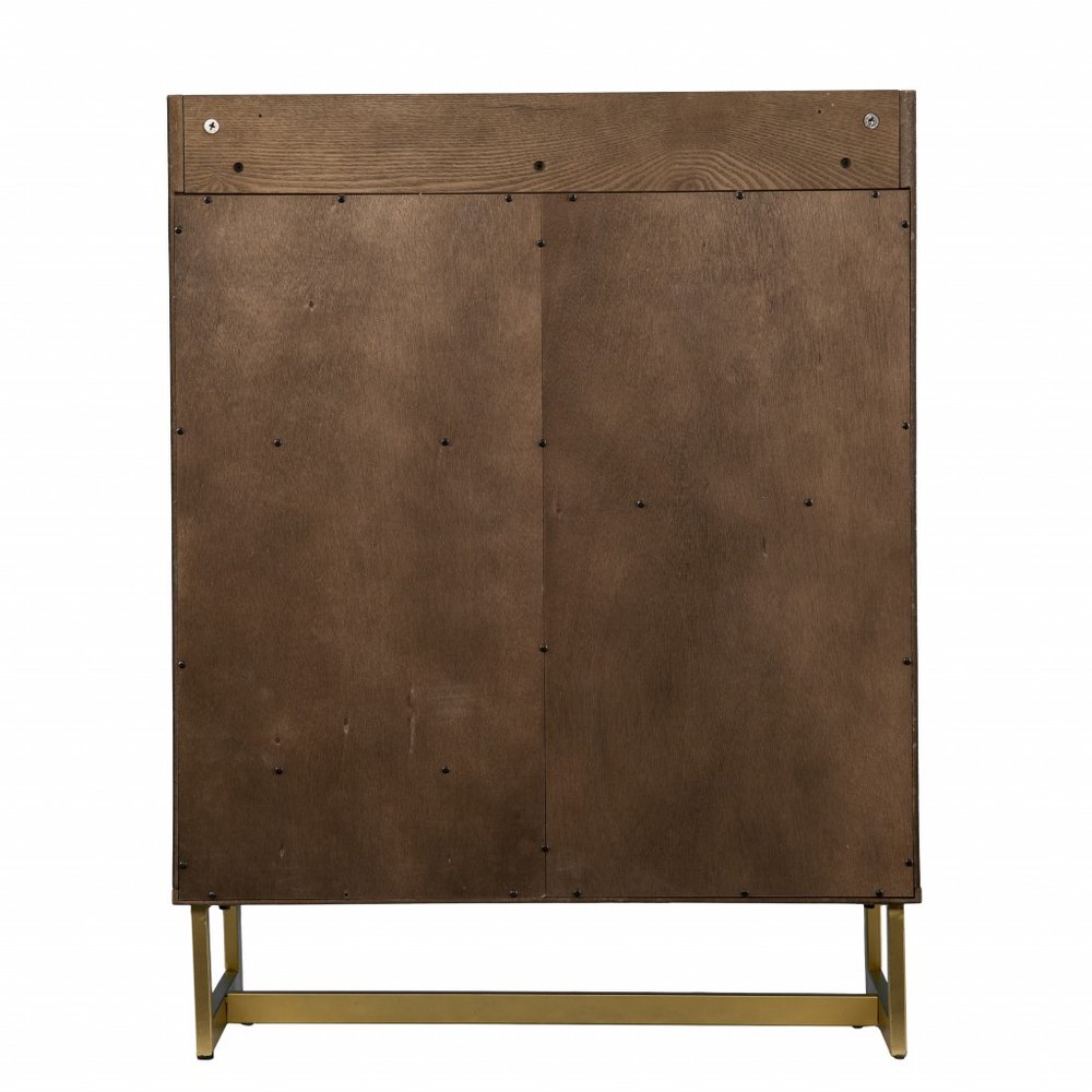 Retro Gold Natural and Faux Marble Wine Cabinet on a white background