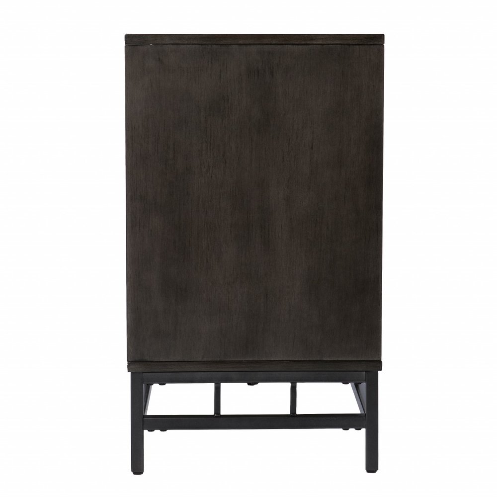 Contemporary Grid Lines Three Door Accent Cabinet on a white background