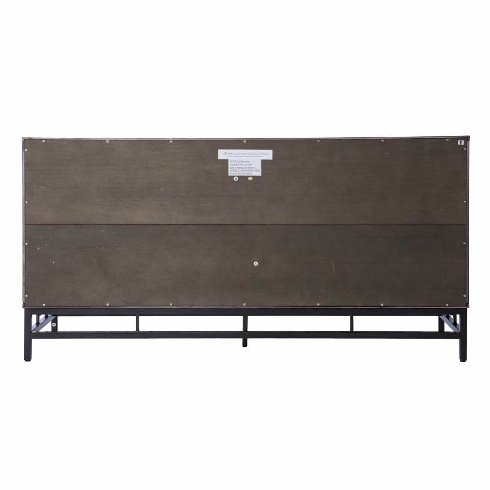 Contemporary Grid Lines Three Door Accent Cabinet on a white background