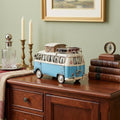 6" Blue And White Metal Volkswagen Bus Sculpture