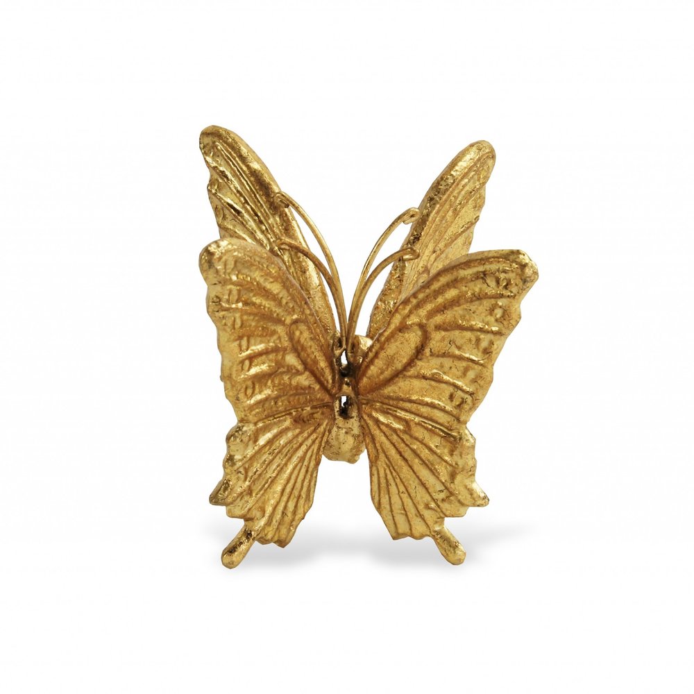 5" Gold Cast Iron Double Butterfly Tabletop Sculpture