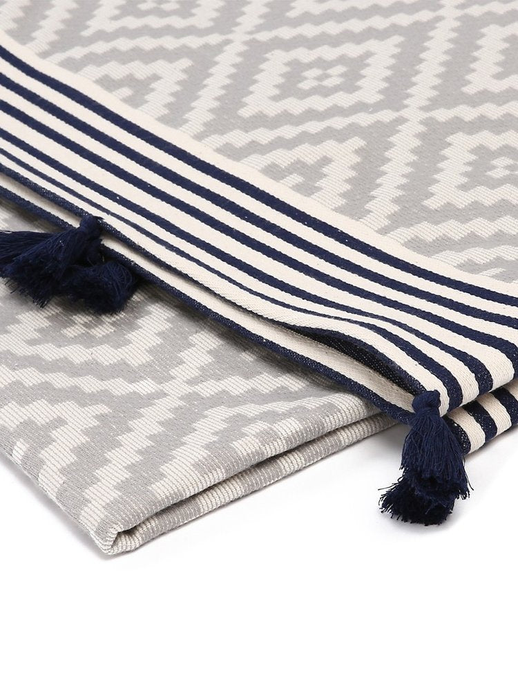 Gray Tribal Design Turkish Towel Beach Blanket on a white background