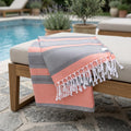 Peach and Dark Grey Striped Design Turkish Beach Blanket