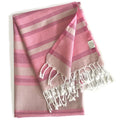 Shades of Pink Striped Design Turkish Beach Blanket on a white background