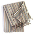 Multi Colored Striped Design Turkish Beach Blanket on a white background