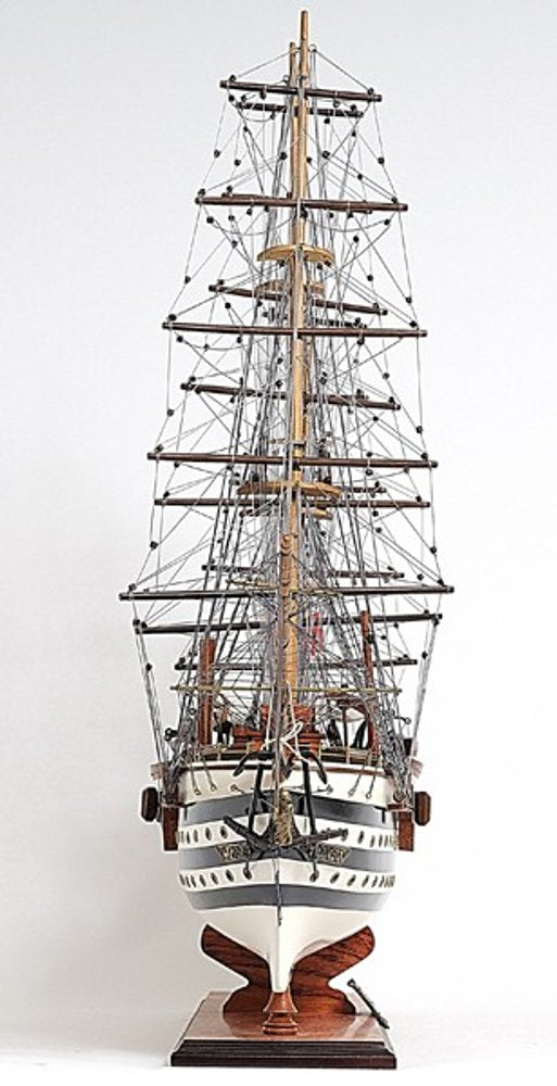 32" Black And White Solid Wood Hand Painted Boat Model Boat