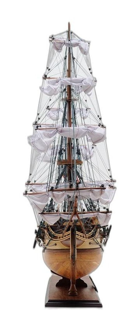 31" Brown Solid Wood Hand Painted Boat Model Boat