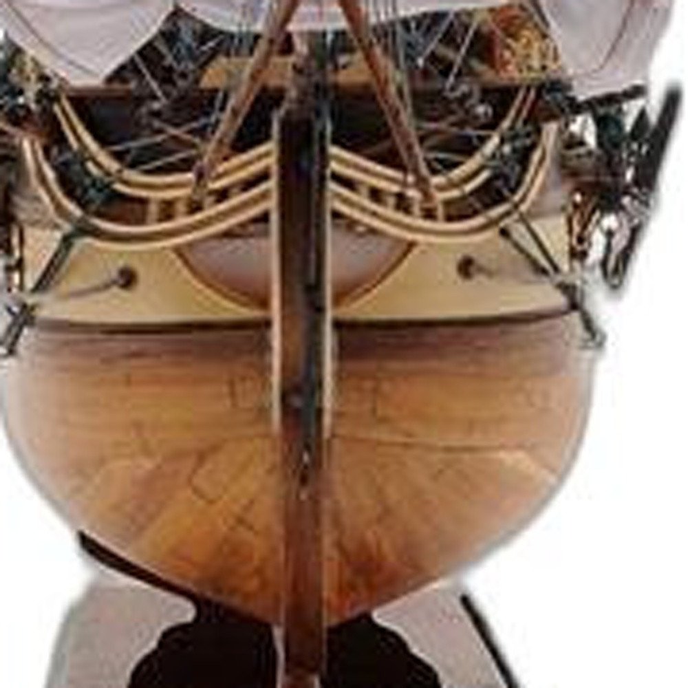 31" Brown Solid Wood Hand Painted Boat Model Boat