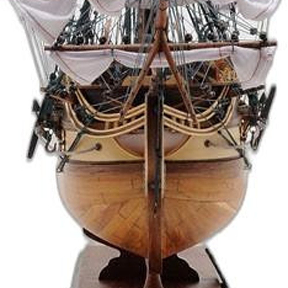 31" Brown Solid Wood Hand Painted Boat Model Boat