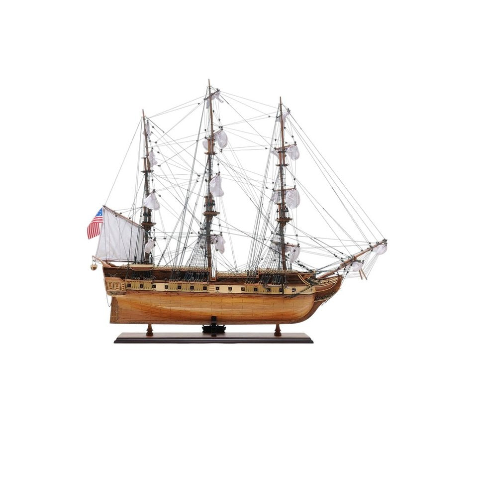 31" Brown Solid Wood Hand Painted Boat Model Boat