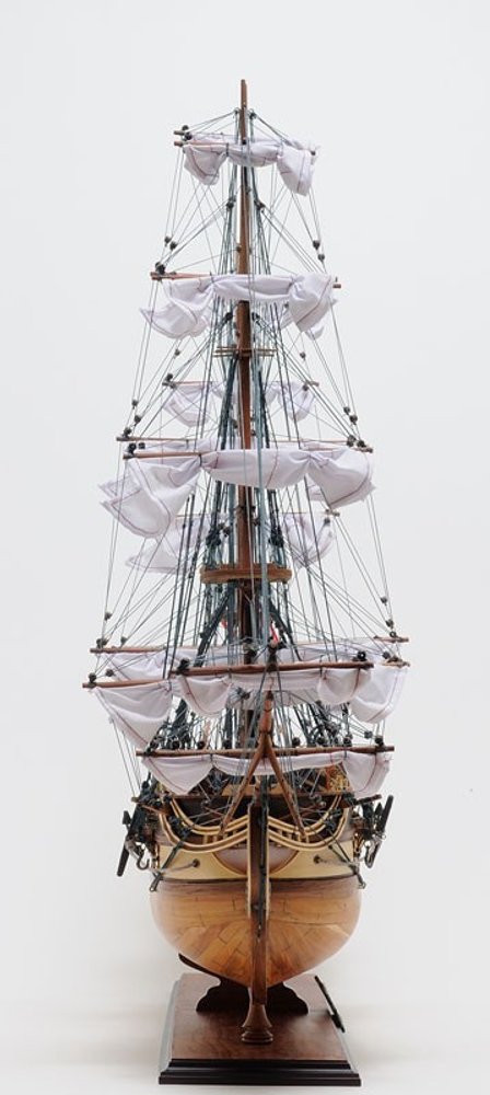 31" Brown Solid Wood Hand Painted Boat Model Boat