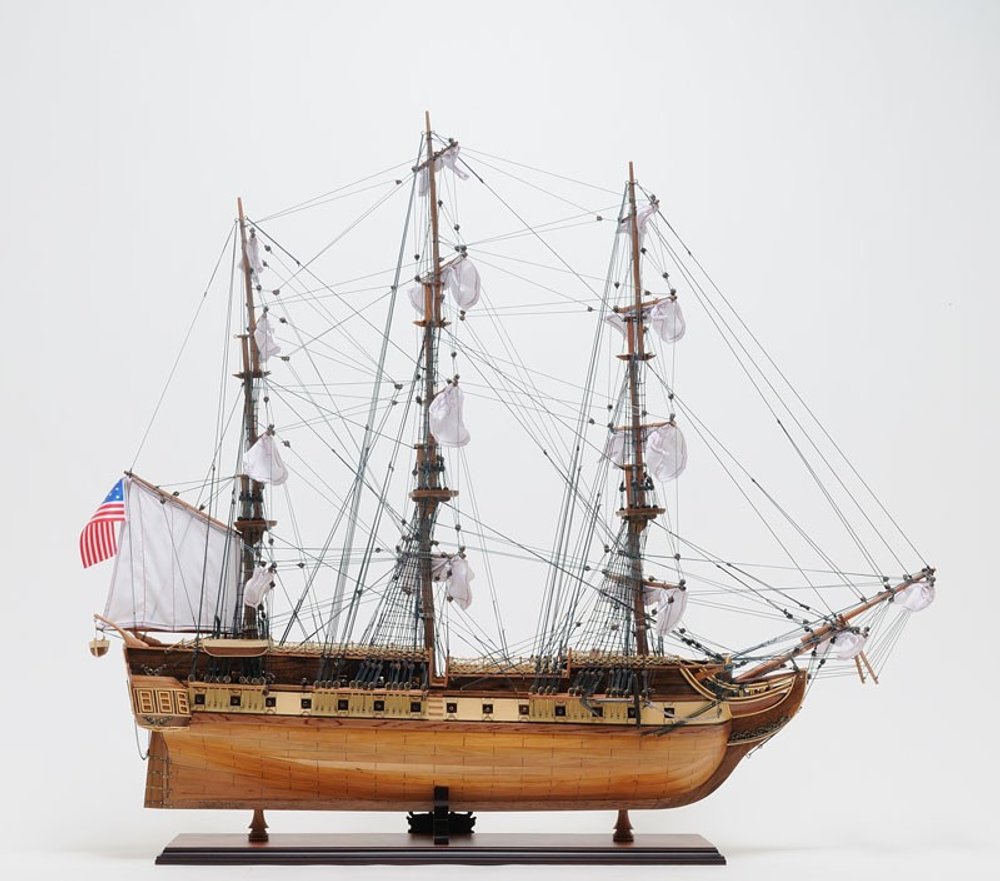 31" Brown Solid Wood Hand Painted Boat Model Boat