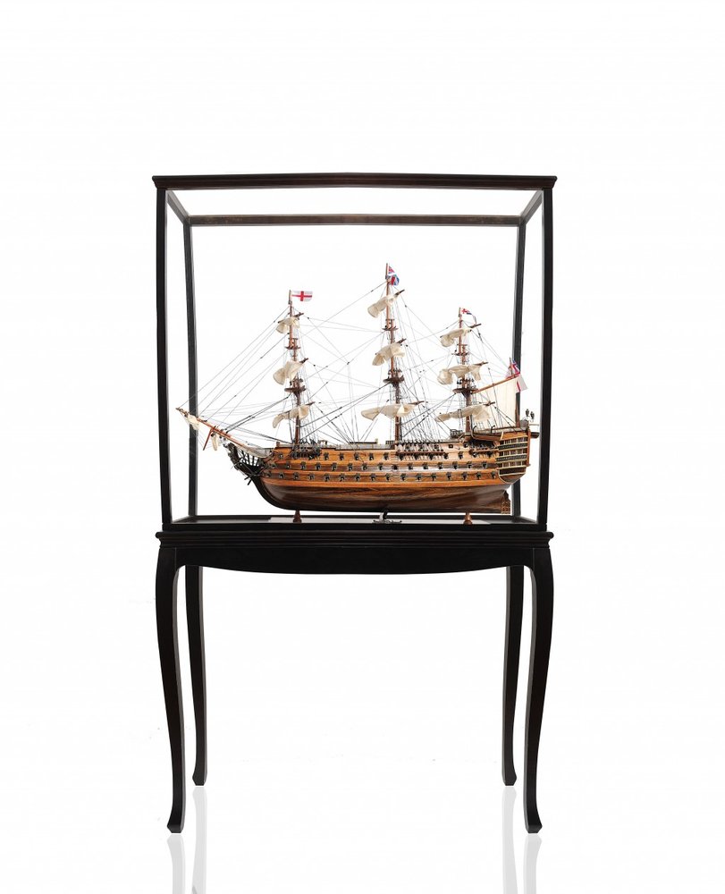 69" Brown Solid Wood Hand Painted Boat Model Boat