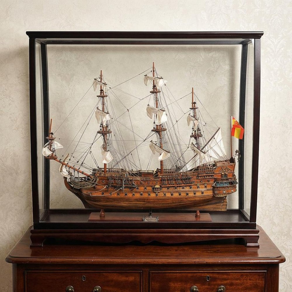 39" Wood Brown San Felipe Large Table Top Display Hand Painted Decorative Boat