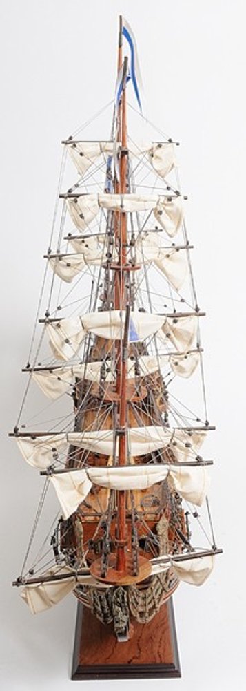 33" Brown Solid Wood Hand Painted Boat Model Boat