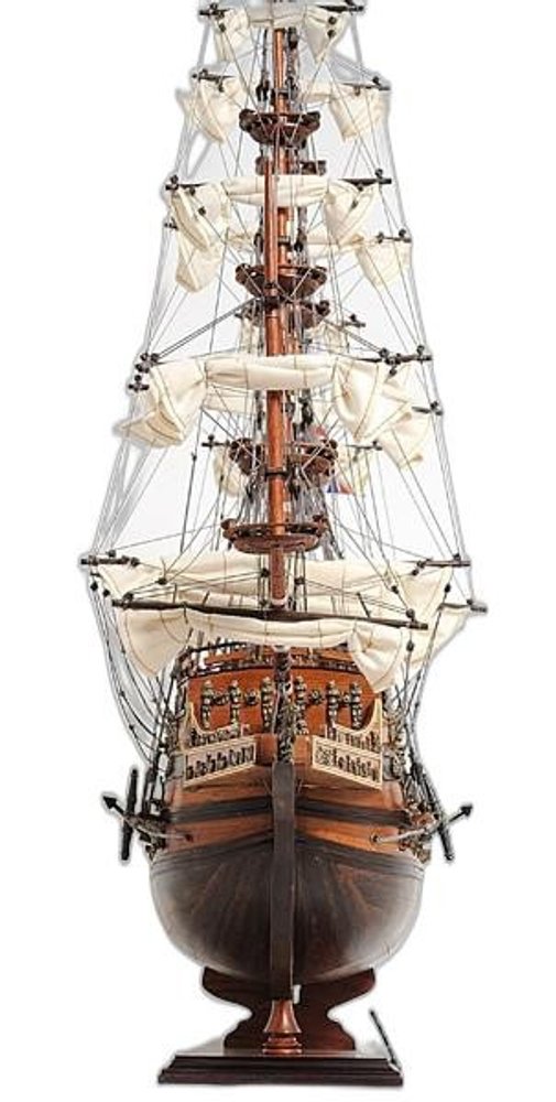 27" Brown Solid Wood Hand Painted Boat Model Boat