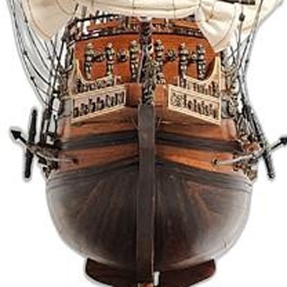 27" Brown Solid Wood Hand Painted Boat Model Boat