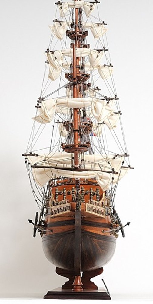 27" Brown Solid Wood Hand Painted Boat Model Boat