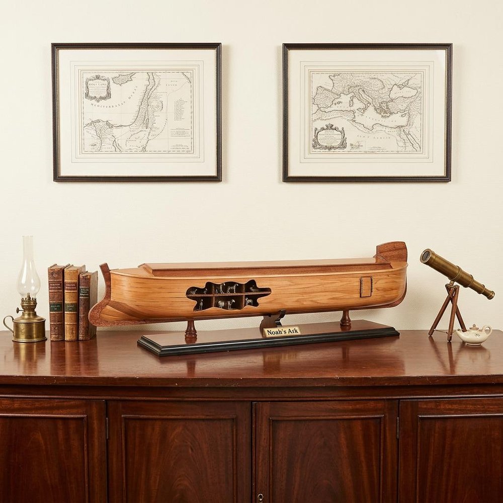 8" Wooden Manufactured Wood Hand Painted Decorative Boat