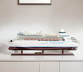 13" Brown and White Majesty of the Seas Boat Hand Painted Decorative Boat. Home product isolated on a plain white background, in a white finish.